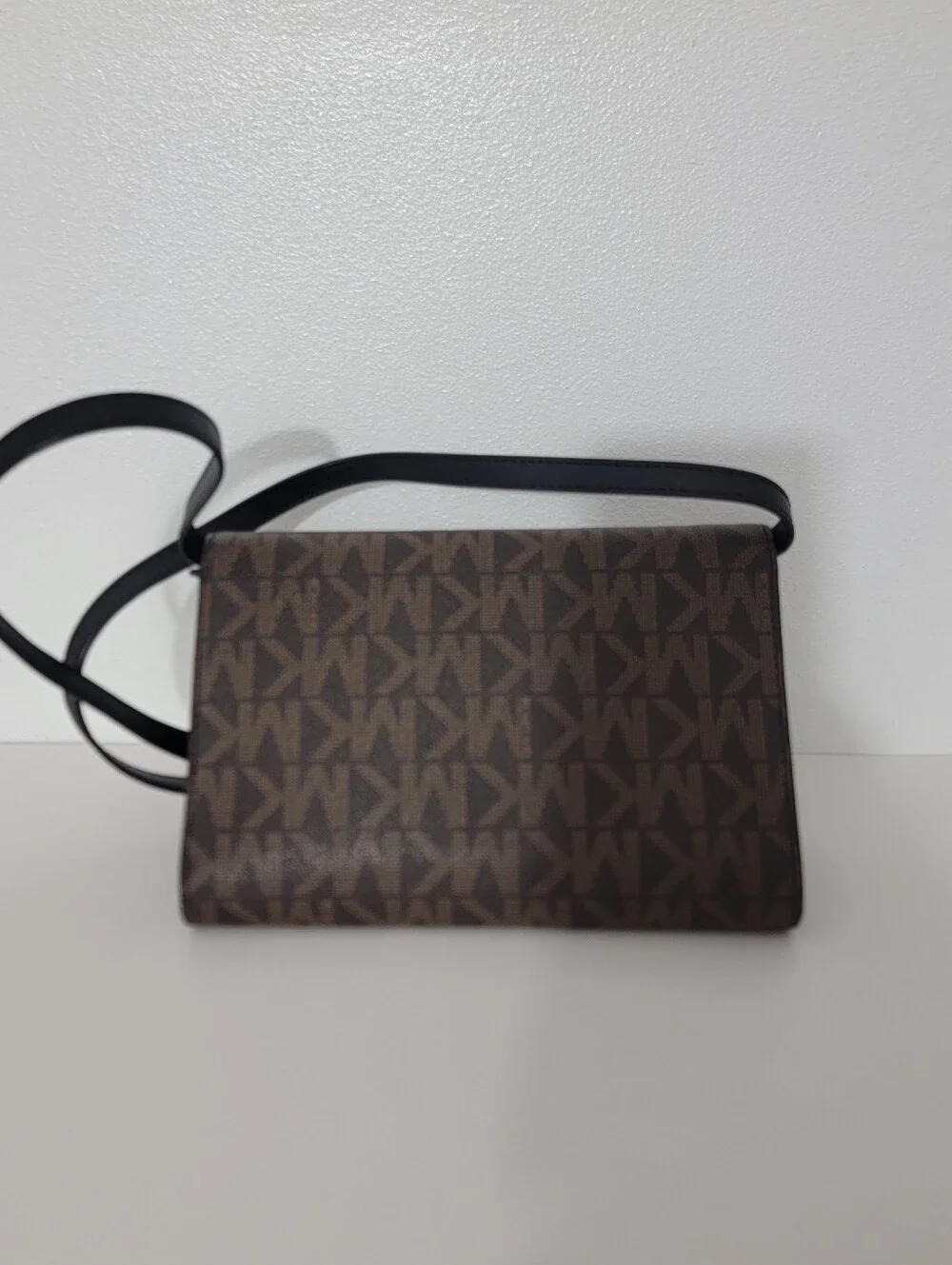 Michael Kors Brown And Black Cross Body Clutch With Removable Strap